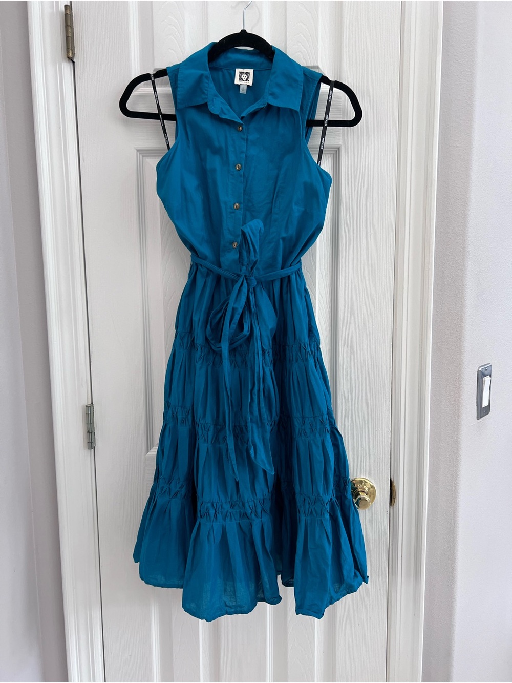 Anne Klein Teal Sleeveless Button-Front Midi Dress